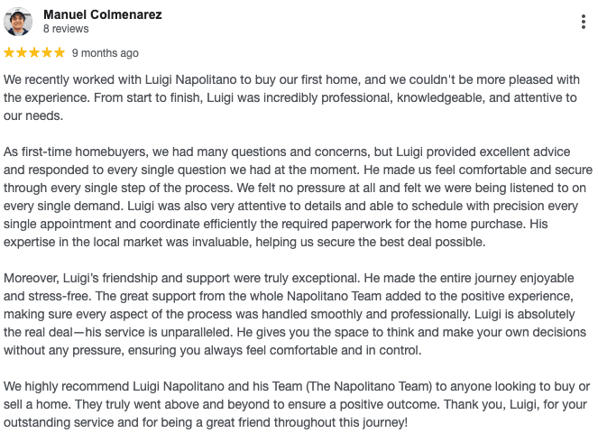 Google Review First time Home Buyer